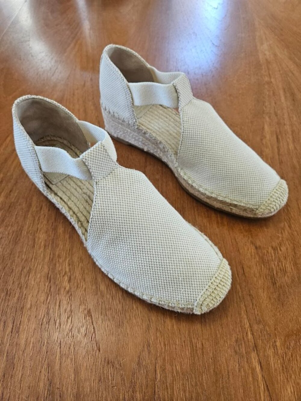 Tory Burch Catalina Espadrille Canvas Wedge Sandal Shoe Sand Natural Tan 8.5 - Picture 2 of 11